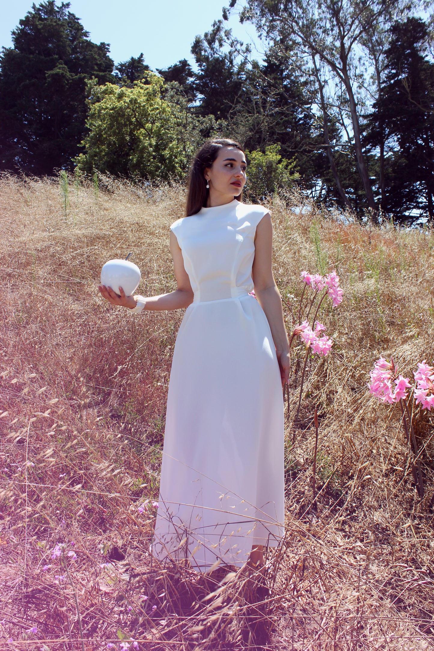 White Crepe Dress "Athena"