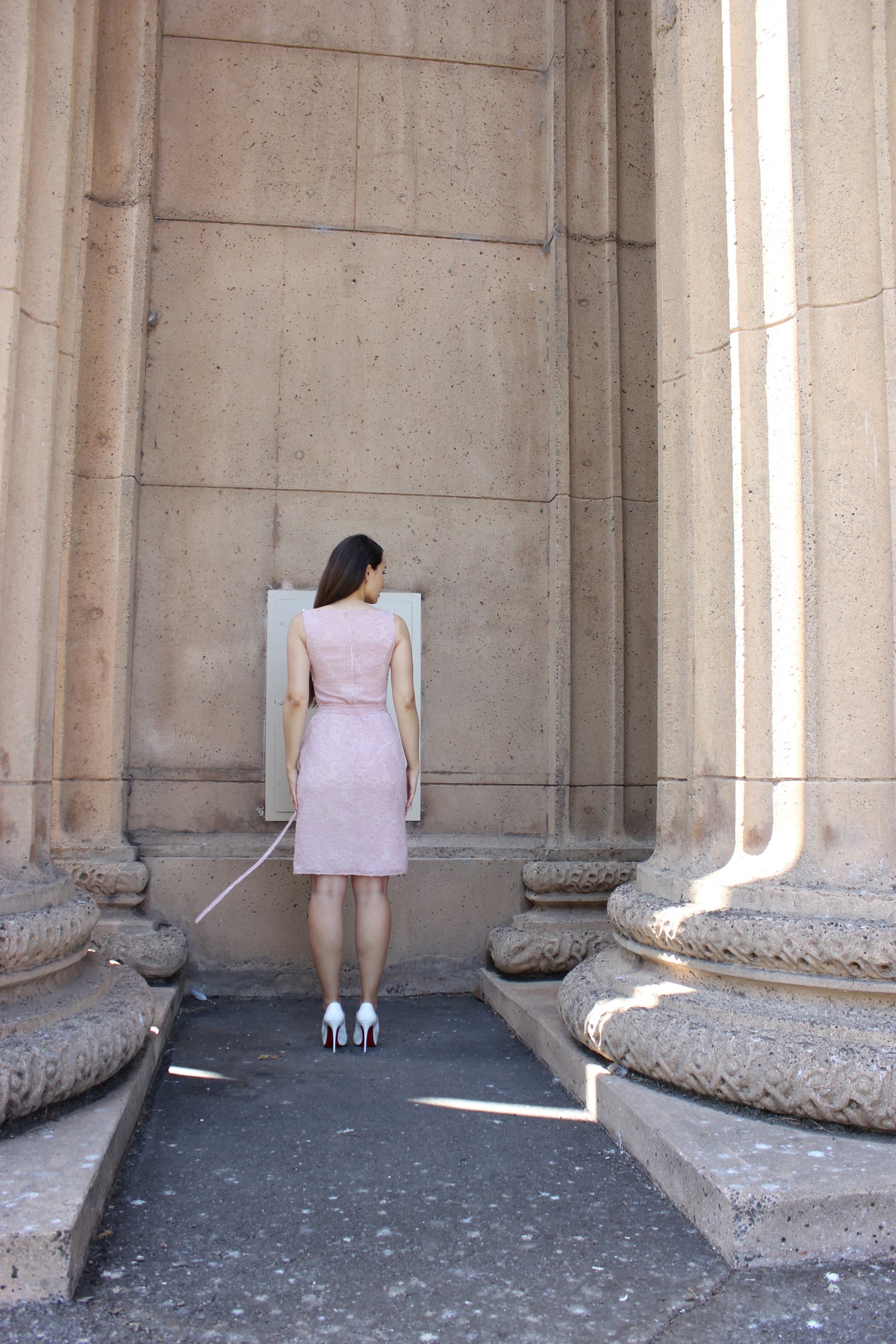 Pearls Piercing Pink Silk Chiffon Dress