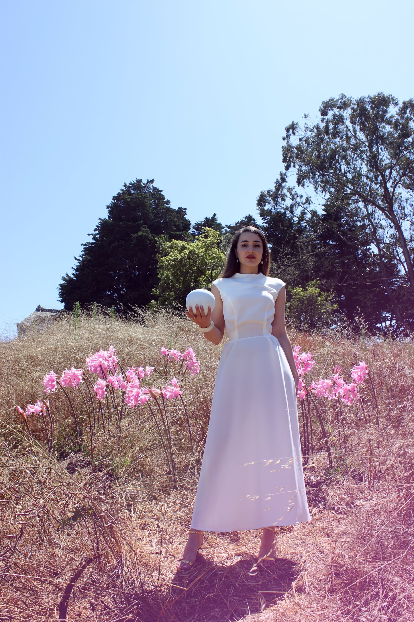 White Crepe Dress "Athena"