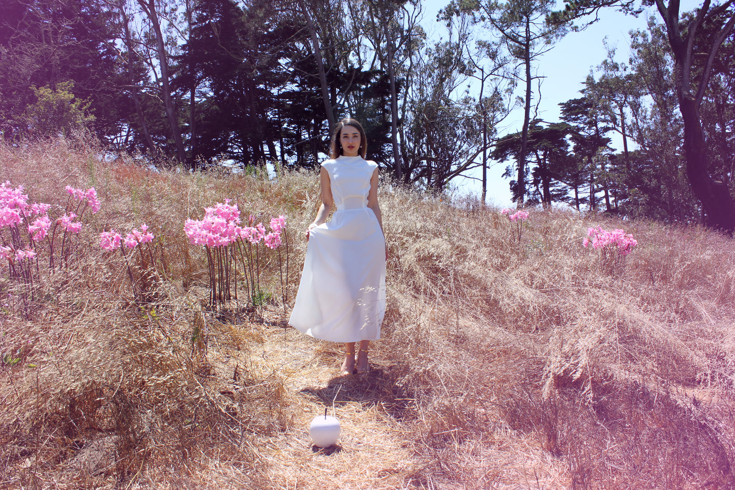 White Crepe Dress "Athena"