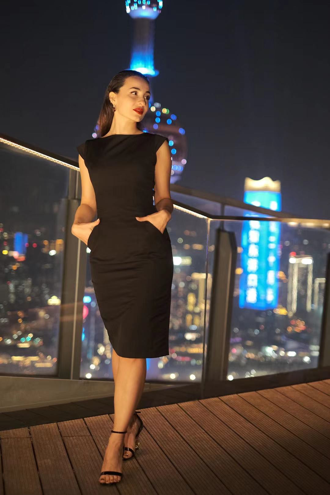 Little Black Cool Wool Sheath Dress