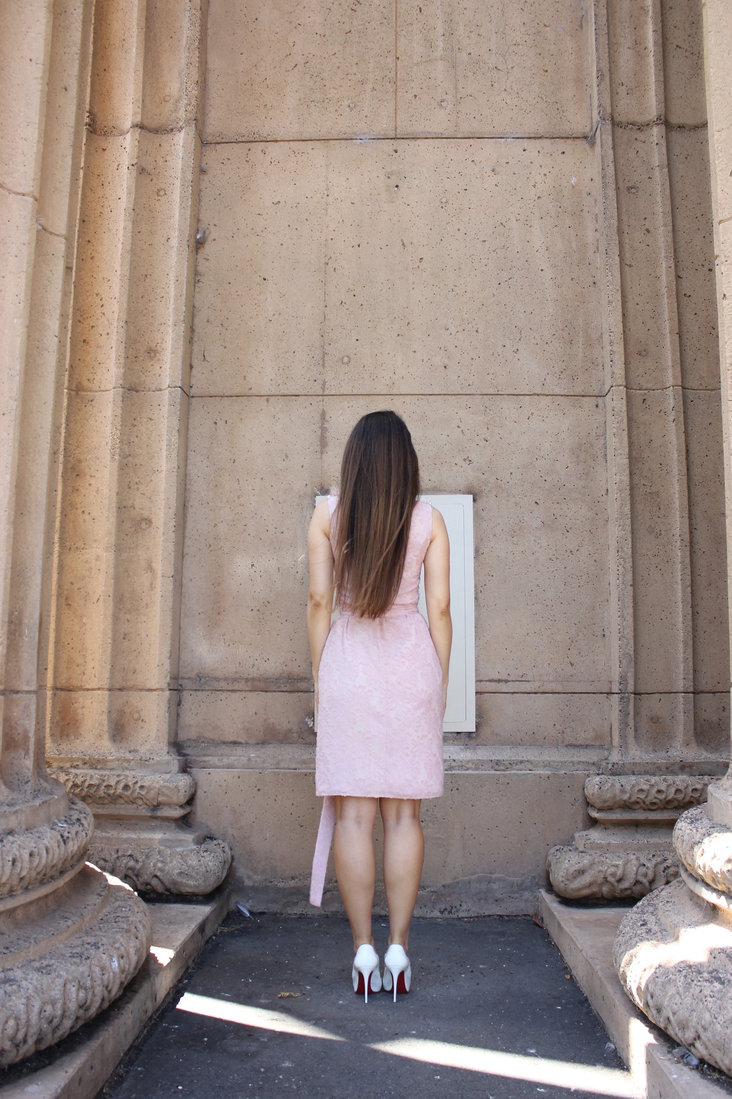 Pearls Piercing Pink Silk Chiffon Dress