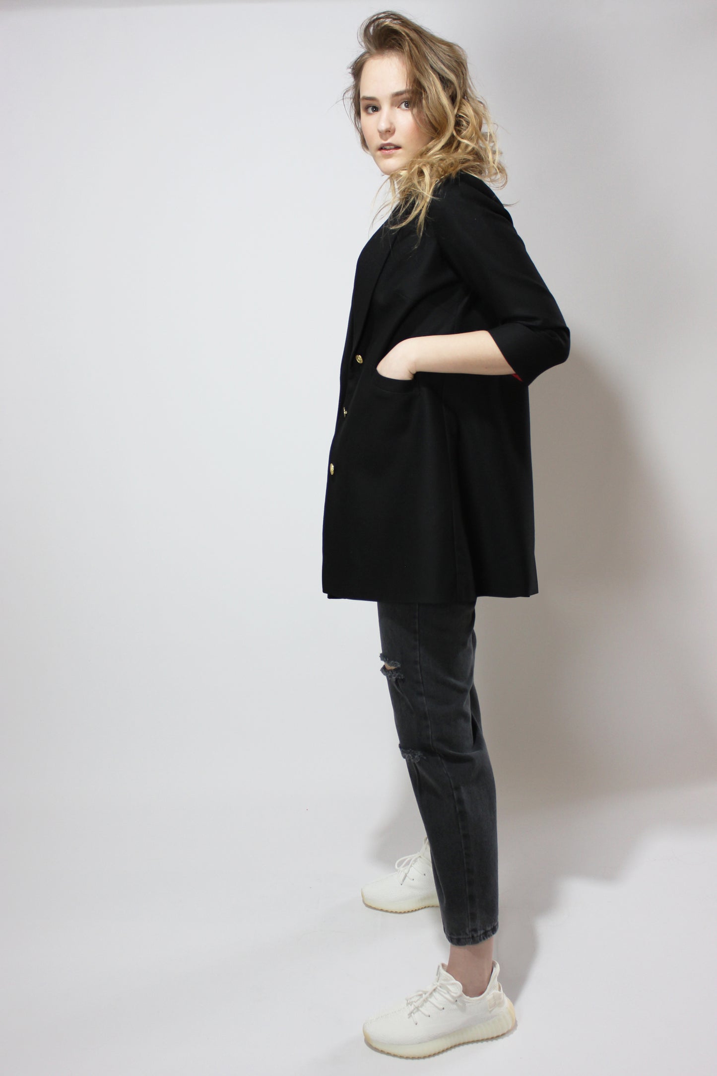 A-line Black Wool Jacket