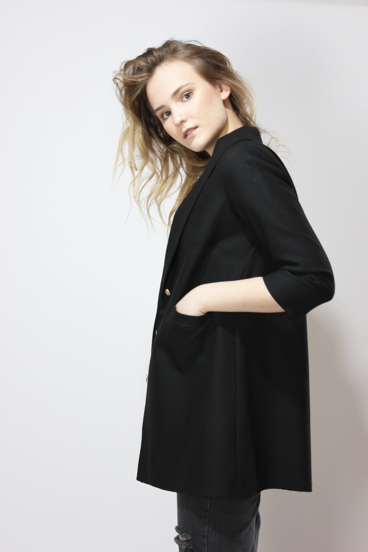 A-line Black Wool Jacket