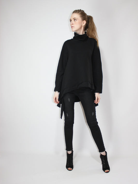 Black Asymmetrical Longsleeve Tunic