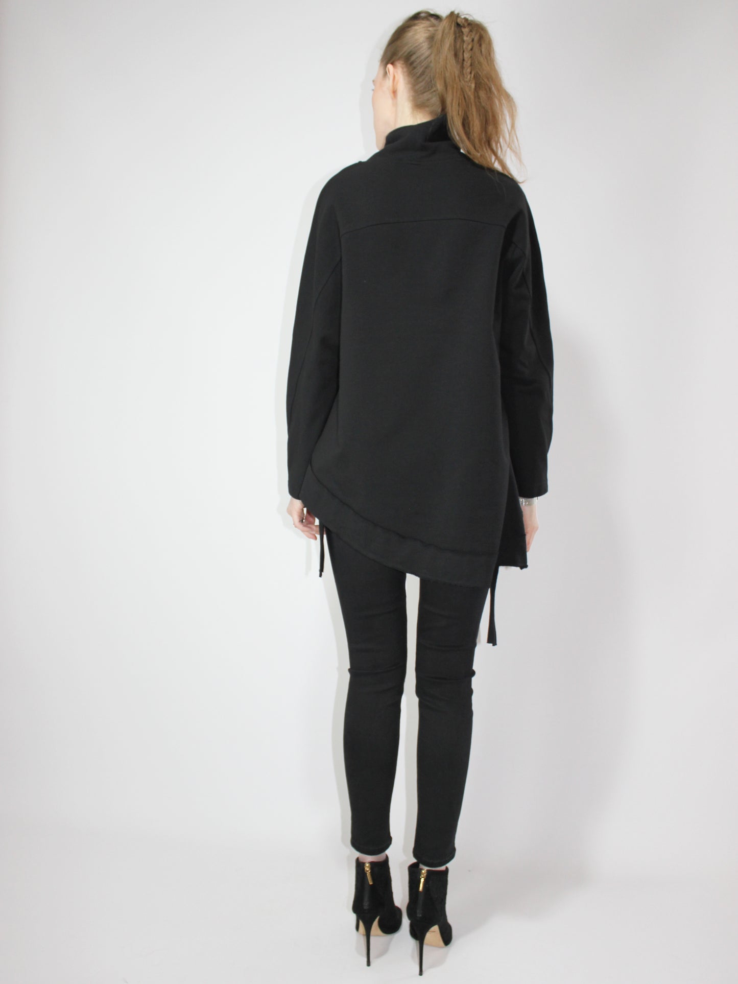 Black Asymmetrical Longsleeve Tunic