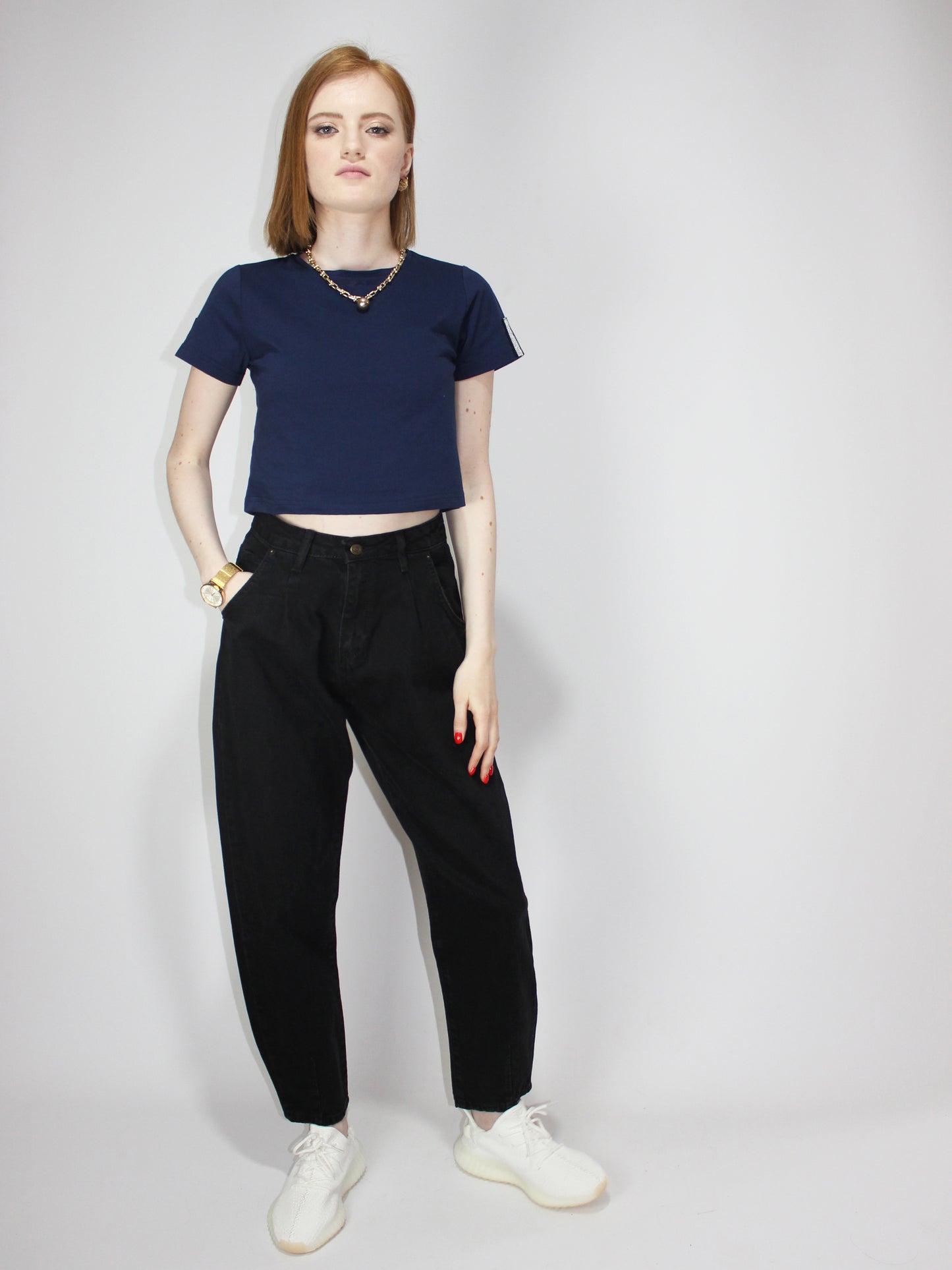 Crop Top Navy Blue T-shirt