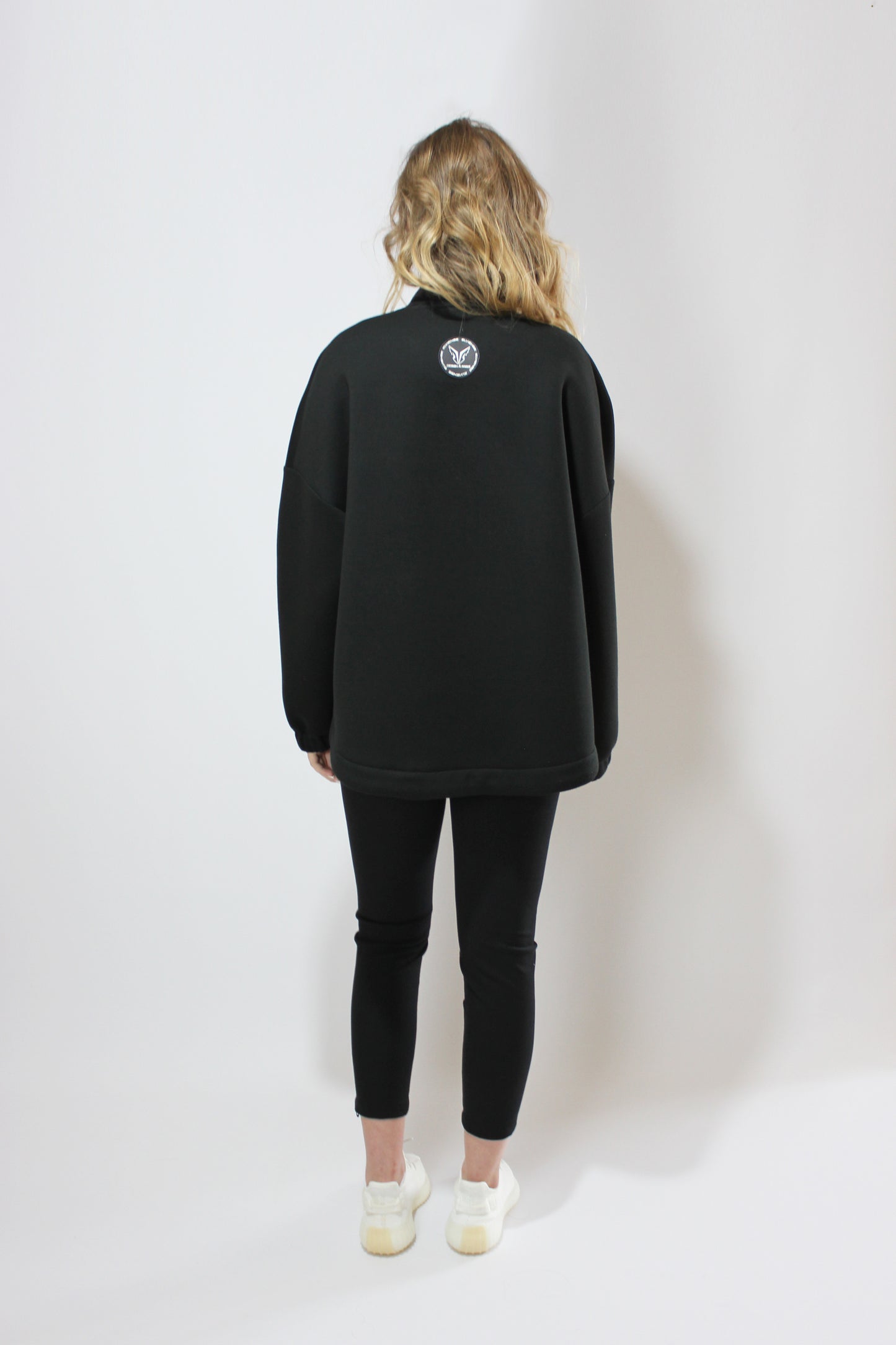 Black Neoprene Oversize Bomber