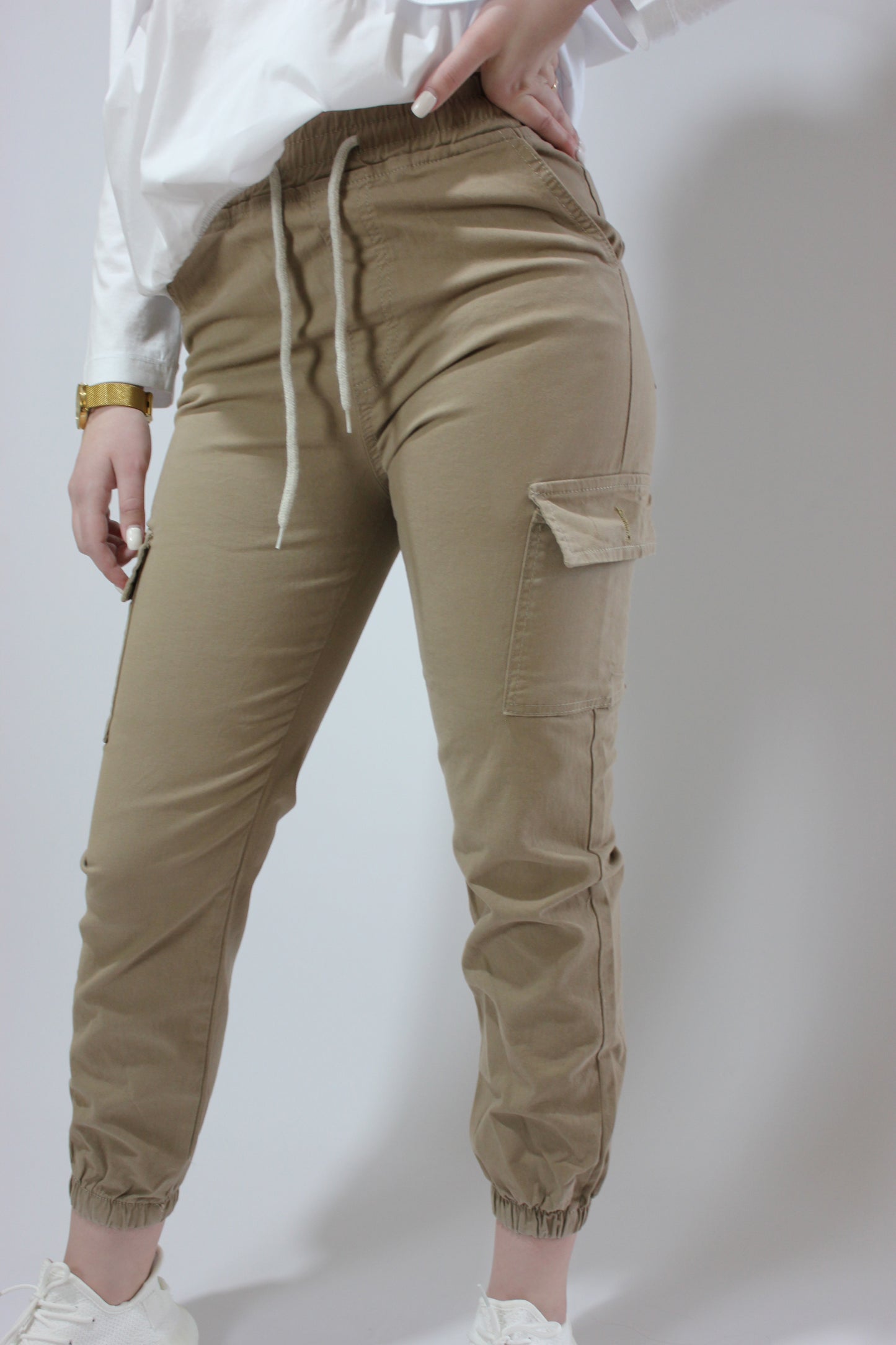 Pantalon cargo beige