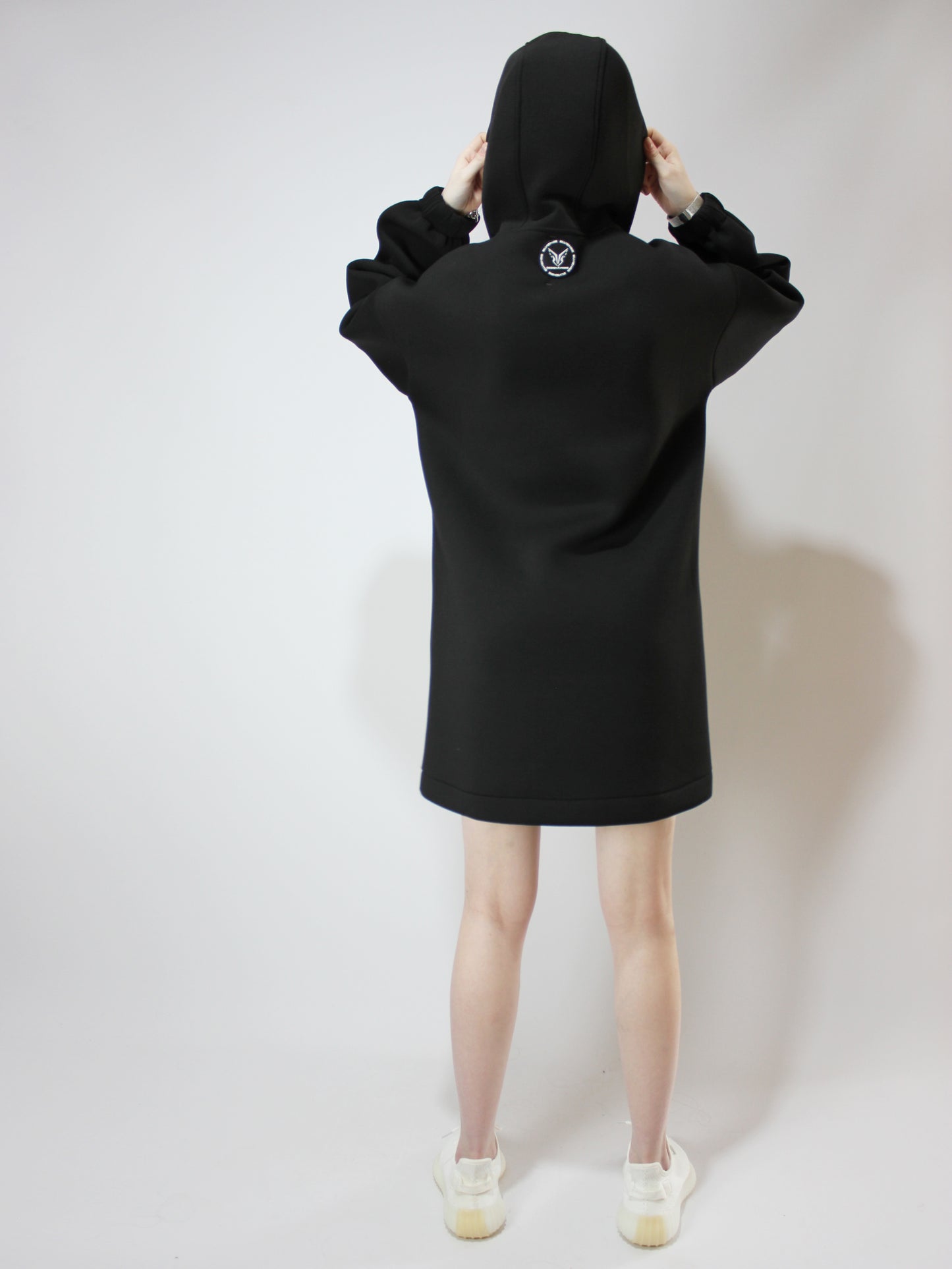 Neoprene Black Hooded Dress