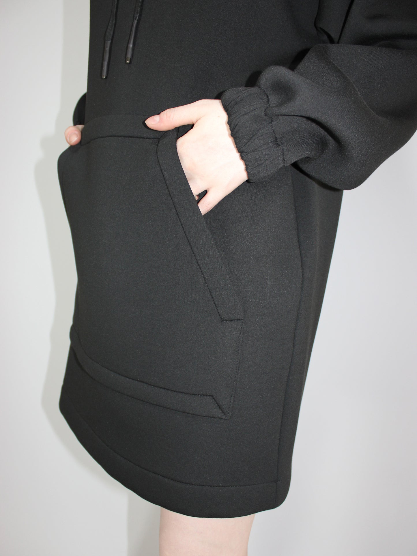 Neoprene Black Hooded Dress