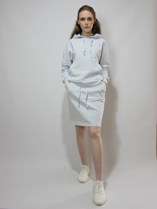 Baby Blue Hoodie+Skirt Set