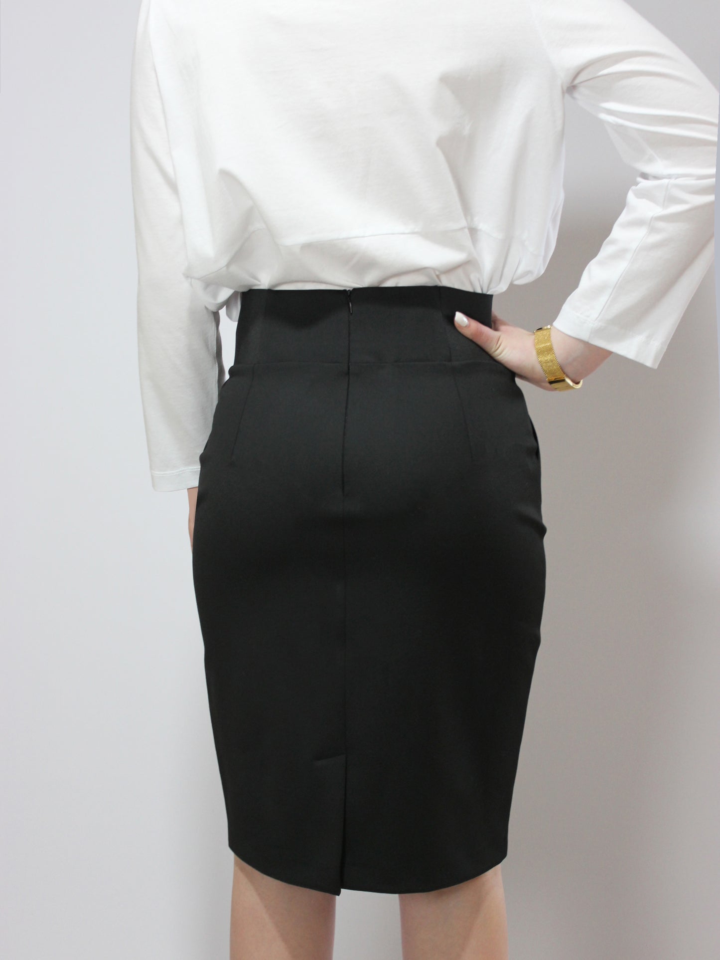 Black Pencil Skirt With Elastic Band