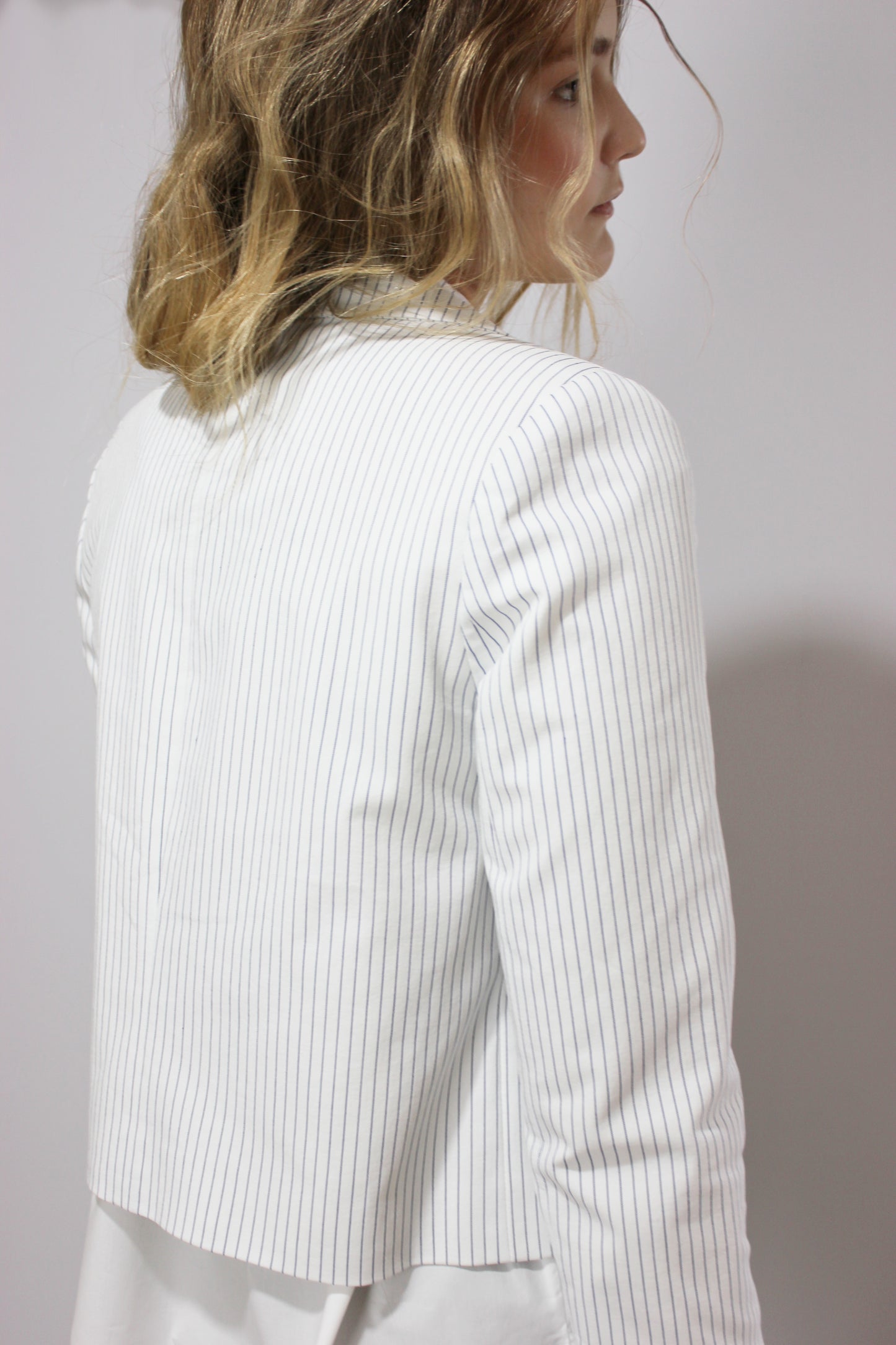 Stripped White Crop Jacket